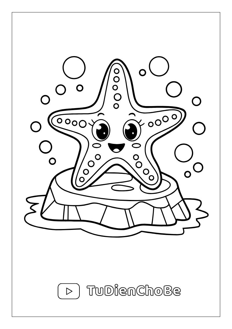 Tranh tô màu động vật biển cho bé – hình vẽ cá, rùa, bạch tuộc, sao biển dễ thương
