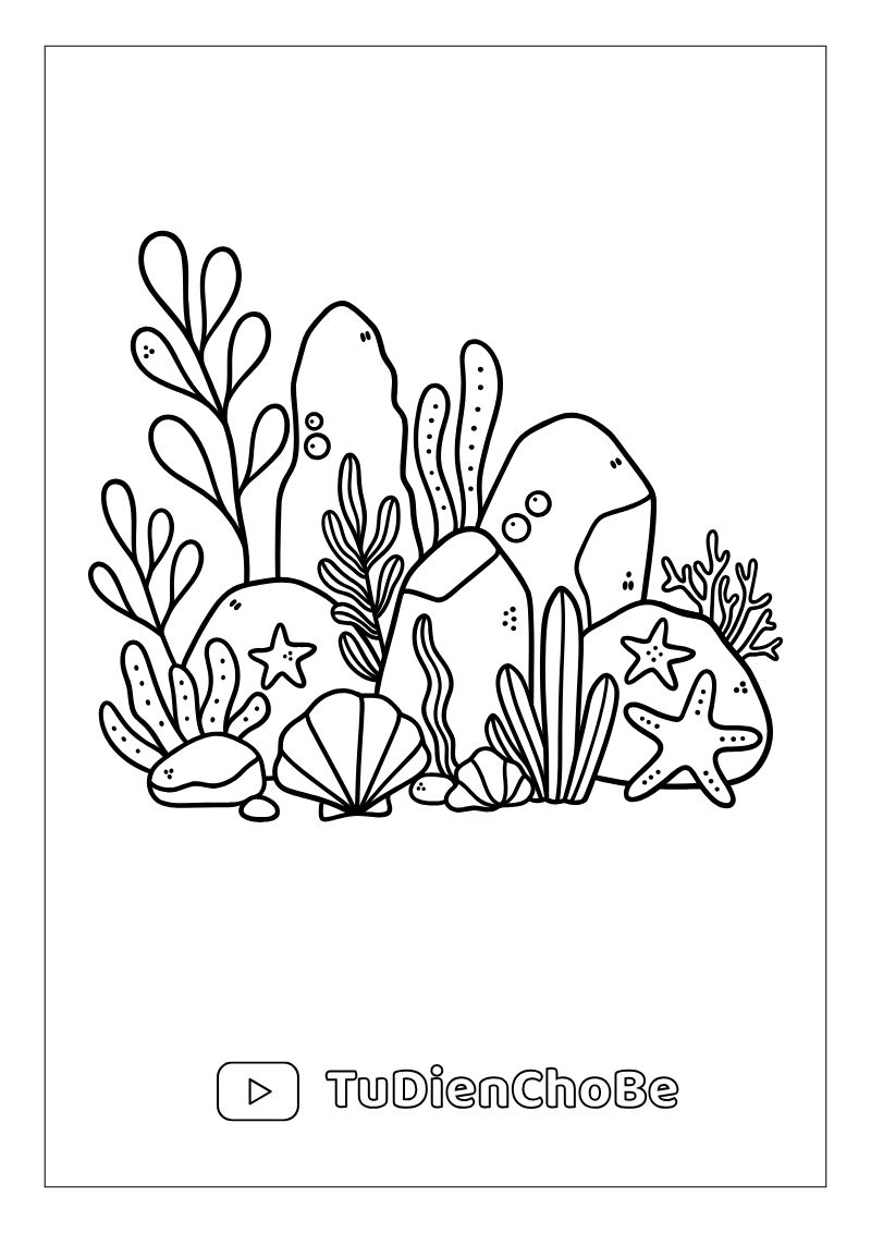 Tranh tô màu động vật biển cho bé – hình vẽ cá, rùa, bạch tuộc, sao biển dễ thương
