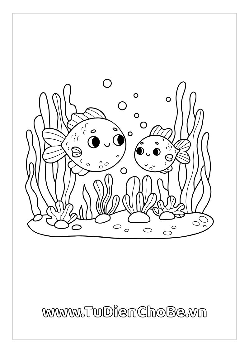 Tranh tô màu động vật biển cho bé – hình vẽ cá, rùa, bạch tuộc, sao biển dễ thương