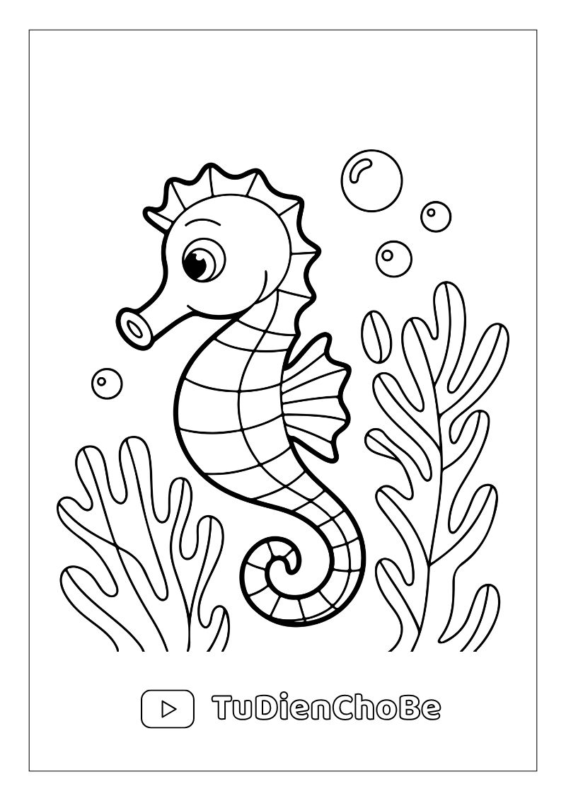 Tranh tô màu động vật biển cho bé – hình vẽ cá, rùa, bạch tuộc, sao biển dễ thương