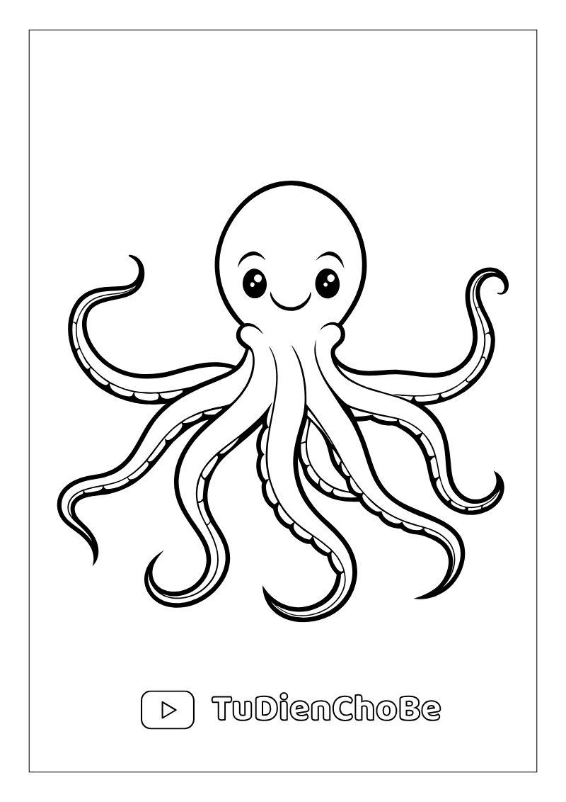 Tranh tô màu động vật biển cho bé – hình vẽ cá, rùa, bạch tuộc, sao biển dễ thương