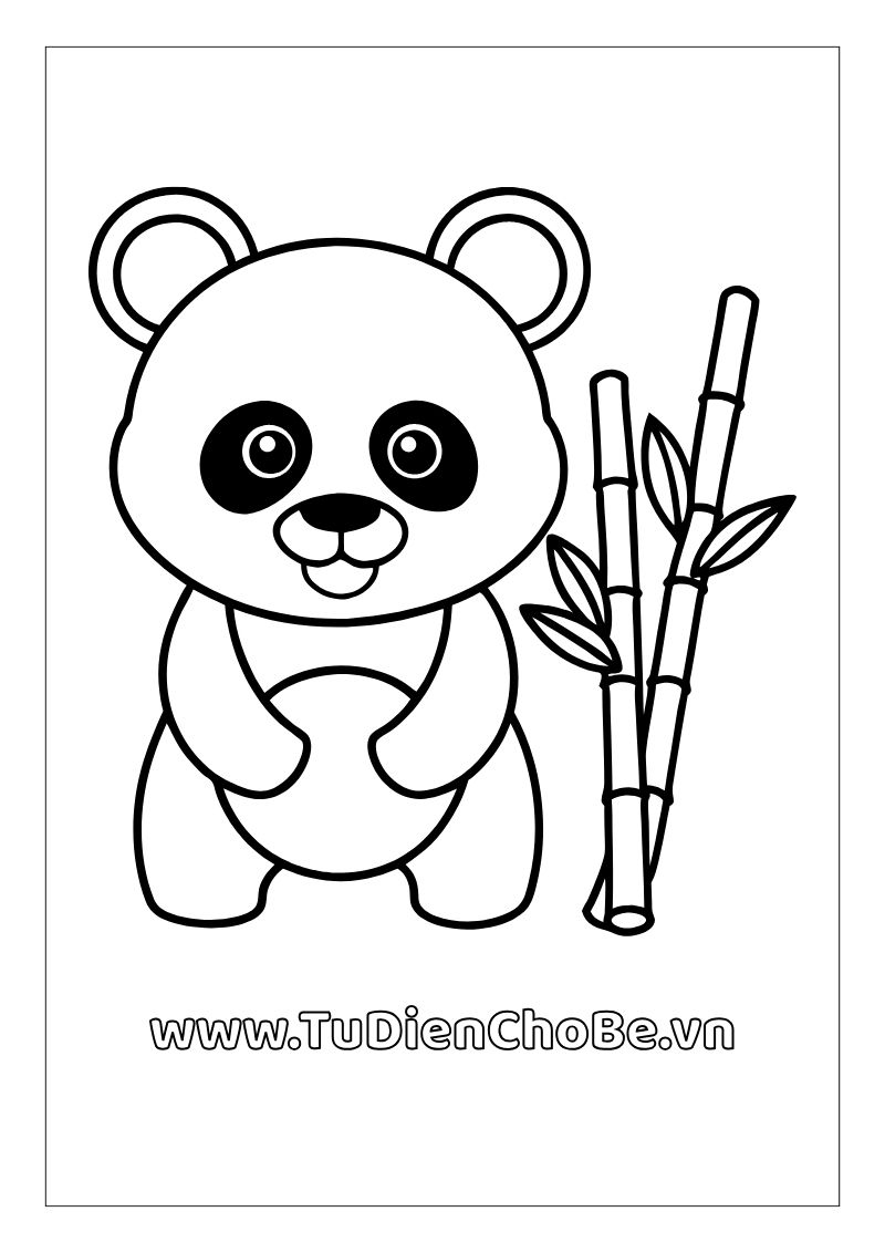 Tranh tô màu gấu trúc dễ thương cho bé, hình gấu trúc rõ nét miễn phí tải về