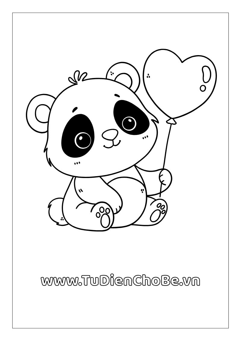 Tranh tô màu gấu trúc dễ thương cho bé, hình gấu trúc rõ nét miễn phí tải về