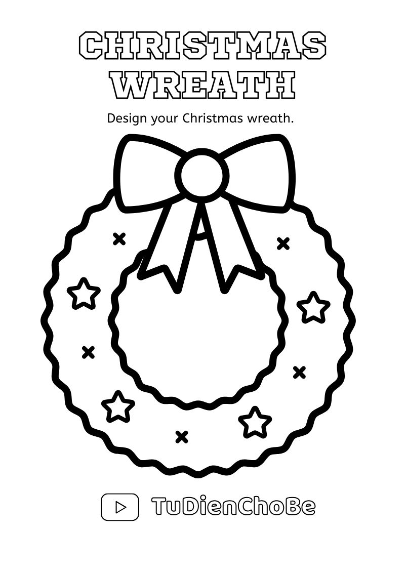 Tranh tô màu Giáng Sinh cho bé với ông già Noel, cây thông, tuần lộc và quà Noel dễ thương